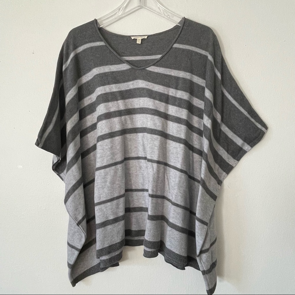 Eileen Fisher striped cotton grey poncho square oversized top